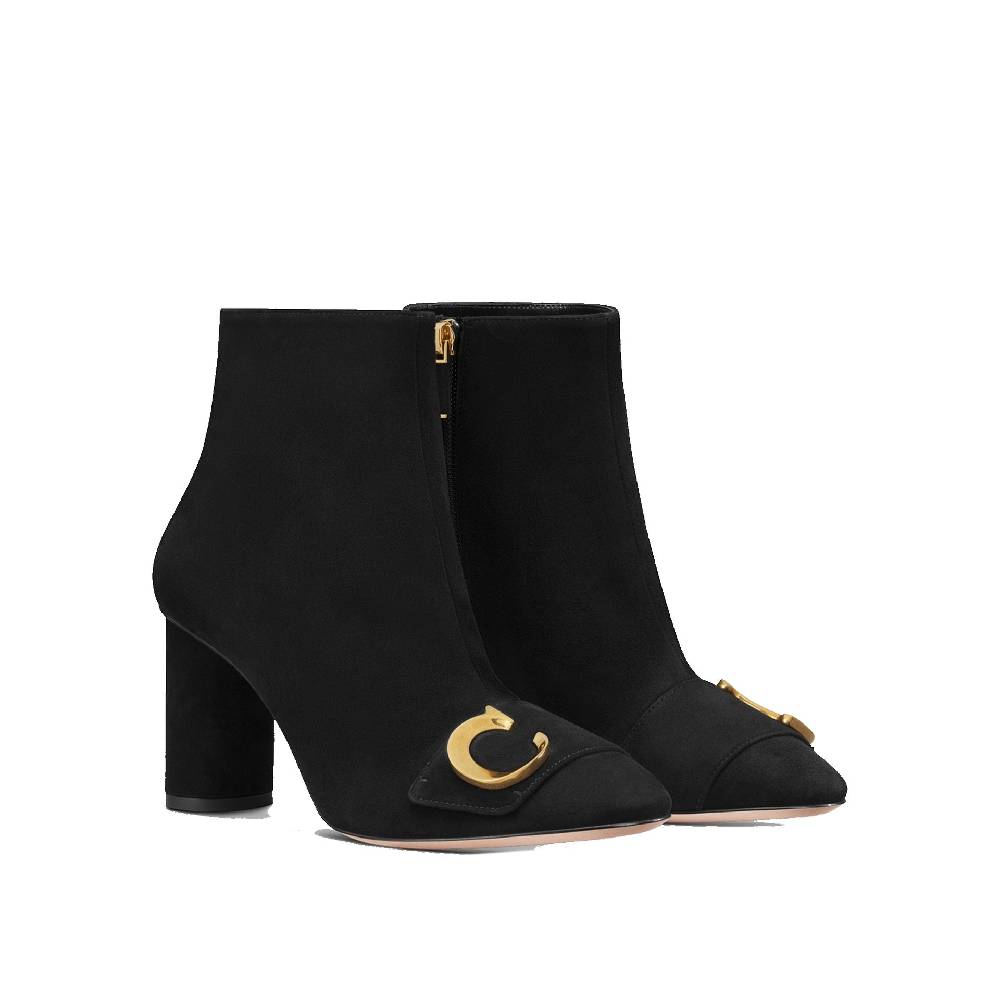 DIOR  Stivaletti Neri in Pelle di Vitello DIOR con Dettagli CD Oro Saldi