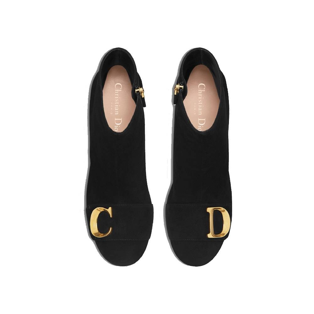 DIOR  Stivaletti Neri in Pelle di Vitello DIOR con Dettagli CD Oro Saldi