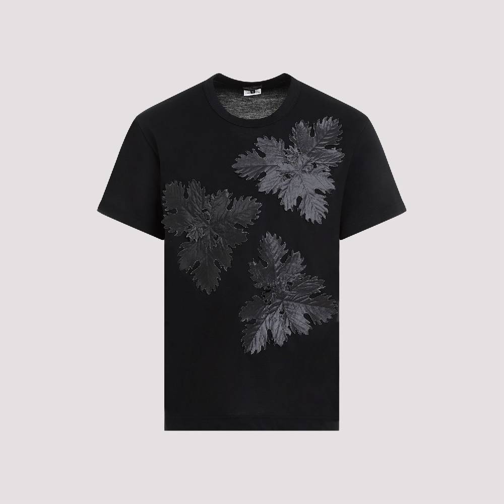 COMME DES GARÇONS  T-Shirt Comme Des Garçons Nero Stampa Foglia Poliestere - Uomo Nuovo