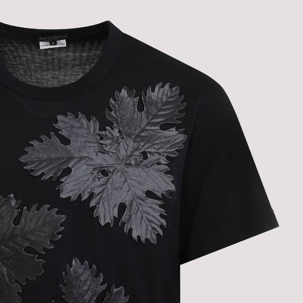 COMME DES GARÇONS  T-Shirt Comme Des Garçons Nero Stampa Foglia Poliestere - Uomo Nuovo