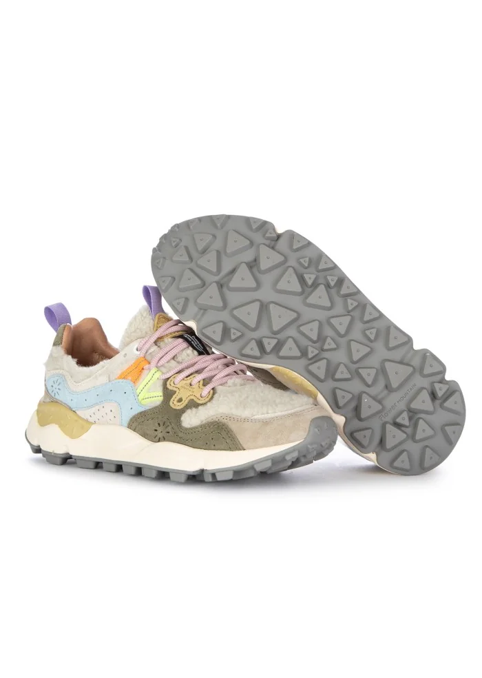 FLOWER MOUNTAIN | SNEAKERS YAMANO 3 SUEDE TEDDY BEIGE VERDE Qualità Garantita