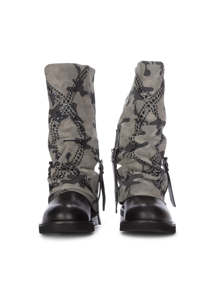 JUICE | STIVALI CAMO MILITARE GRIGIO NERO Saldi Di Fabbrica
