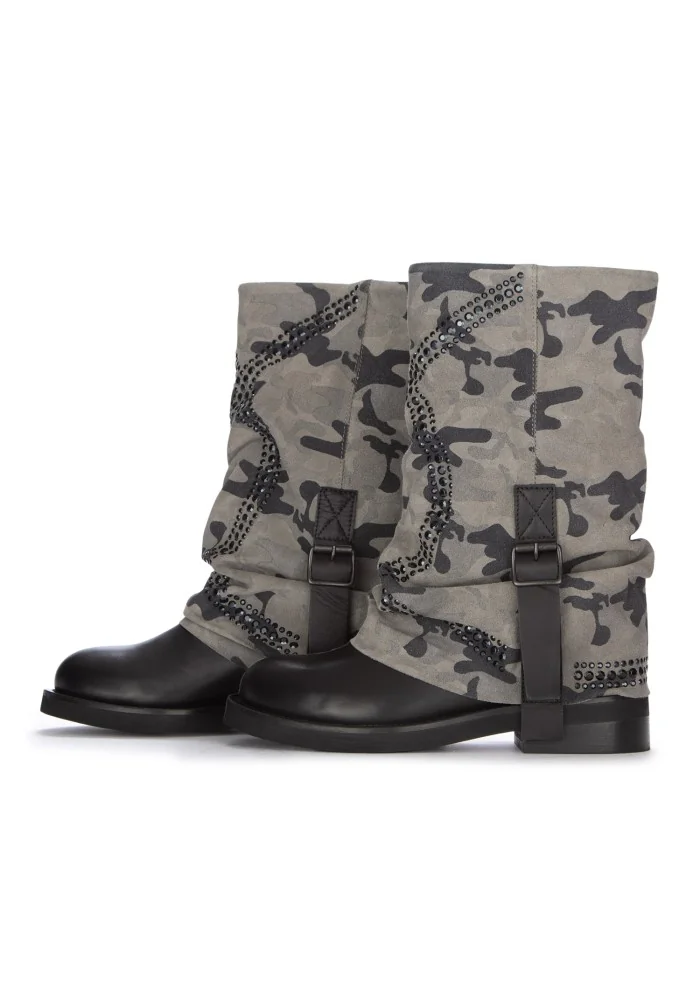 JUICE | STIVALI CAMO MILITARE GRIGIO NERO Saldi Di Fabbrica
