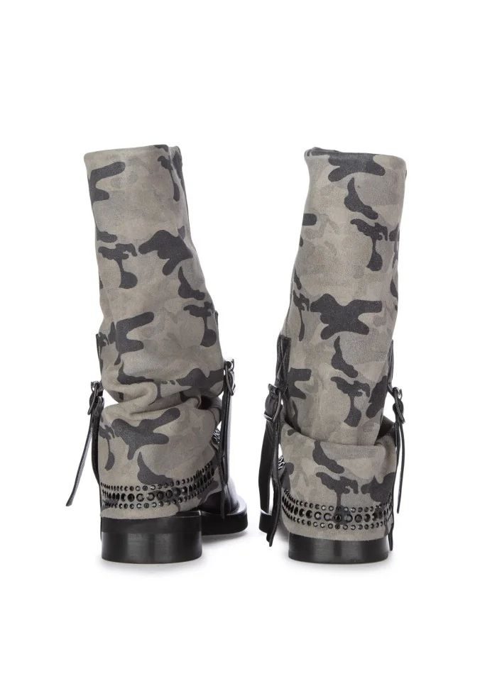 JUICE | STIVALI CAMO MILITARE GRIGIO NERO Saldi Di Fabbrica