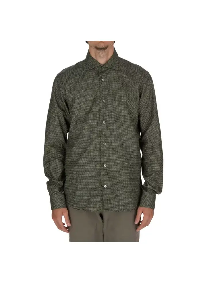 MASTRICAMICIAI | CAMICIA LUCA COTONE MICRO PATTERN VERDE Fino Al -60%