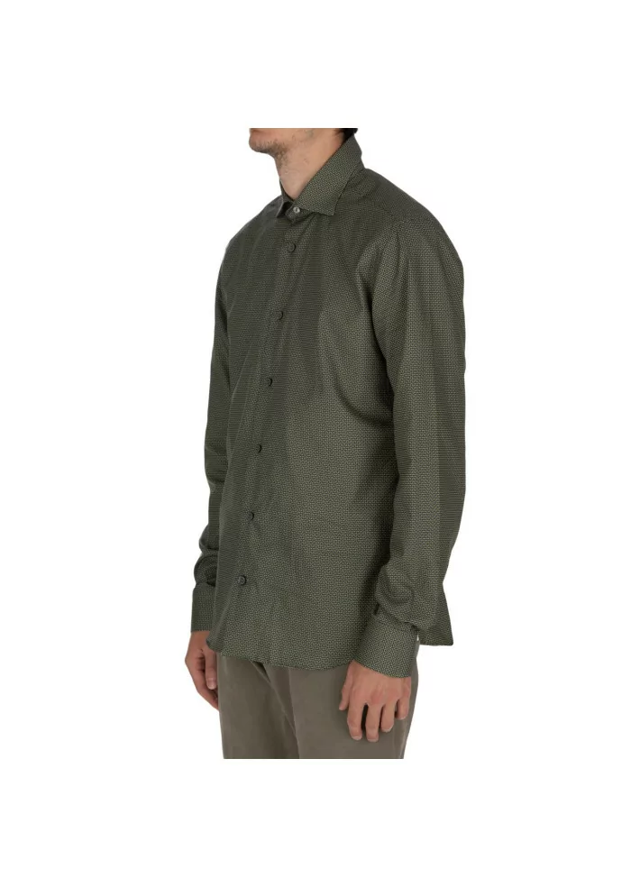 MASTRICAMICIAI | CAMICIA LUCA COTONE MICRO PATTERN VERDE Fino Al -60%