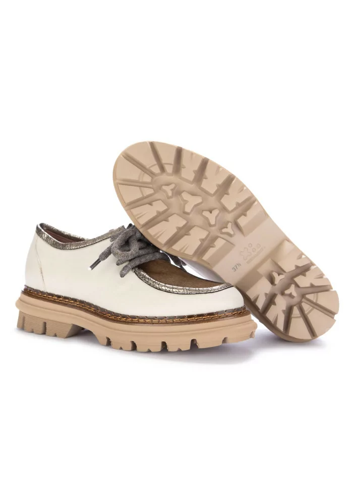 CATERINA C | SCARPE ALLACCIATE PELLE CAVALLINO AVORIO MARRONE Sconto