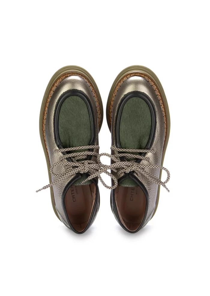 CATERINA C | SCARPE ALLACCIATE PELLE CAVALLINO BRONZO VERDE In Linea