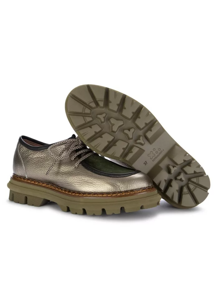 CATERINA C | SCARPE ALLACCIATE PELLE CAVALLINO BRONZO VERDE In Linea