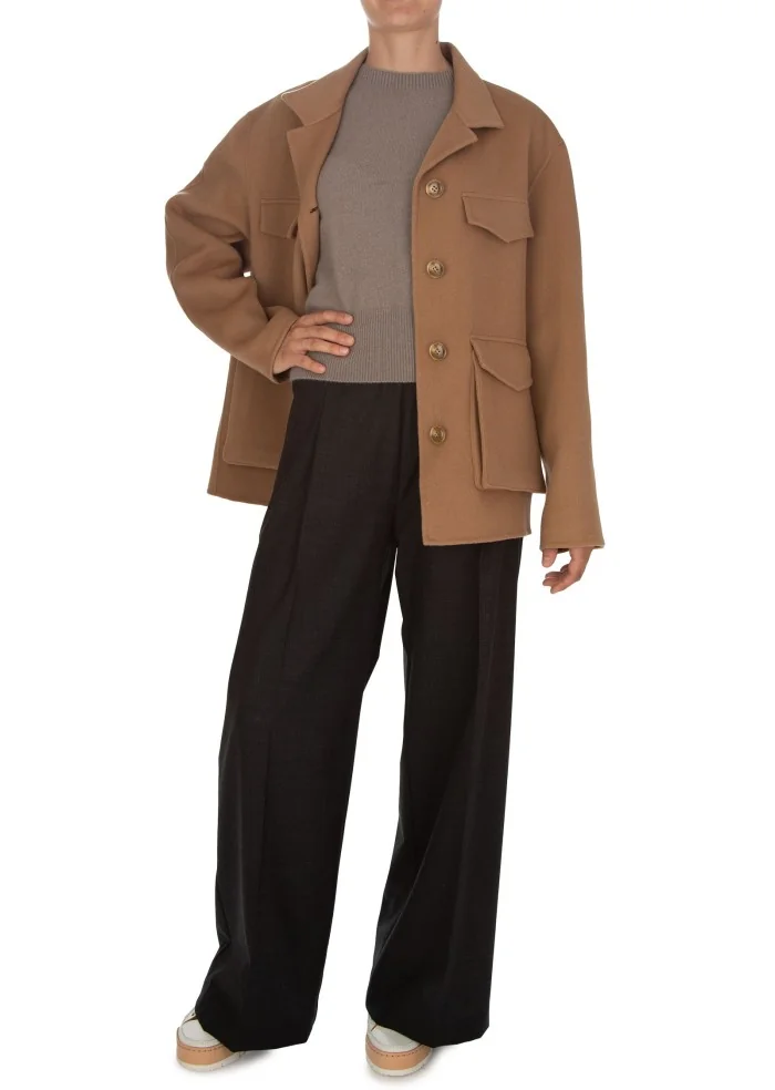 SEMICOUTURE | PANTALONI GAMBA LARGA GRIGIO ANTRACITE Sottocosto