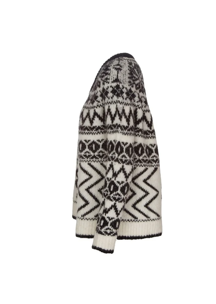 SEMICOUTURE | MAGLIONE MOTIVO JACQUARD BIANCO NERO Vendita