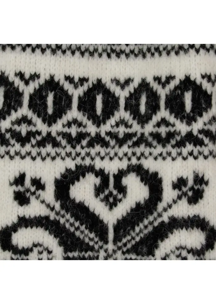 SEMICOUTURE | MAGLIONE MOTIVO JACQUARD BIANCO NERO Vendita