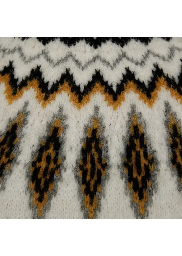 SEMICOUTURE | MAGLIONE DOLCEVITA BIANCO NERO OCRA Promozione