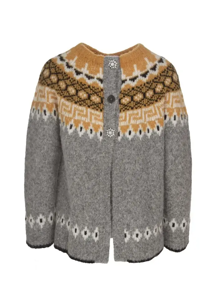 SEMICOUTURE | MAGLIONE GIROCOLLO GRIGIO SENAPE Spedizione Gratuita