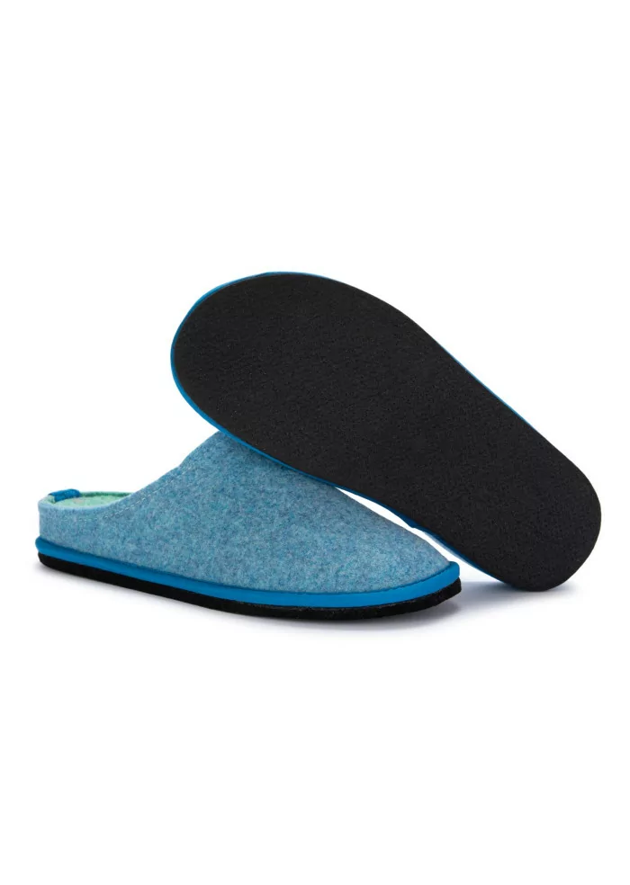 LÖWENWEISS | PANTOFOLE FELTRO DI LANA BLU TURCHESE Saldi
