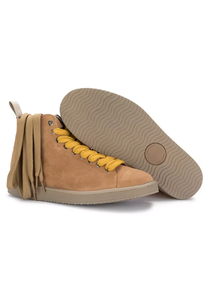 PANCHIC | TRONCHETTI CAMOSCIO MARRONE CHIARO LACCI GIALLI Italy