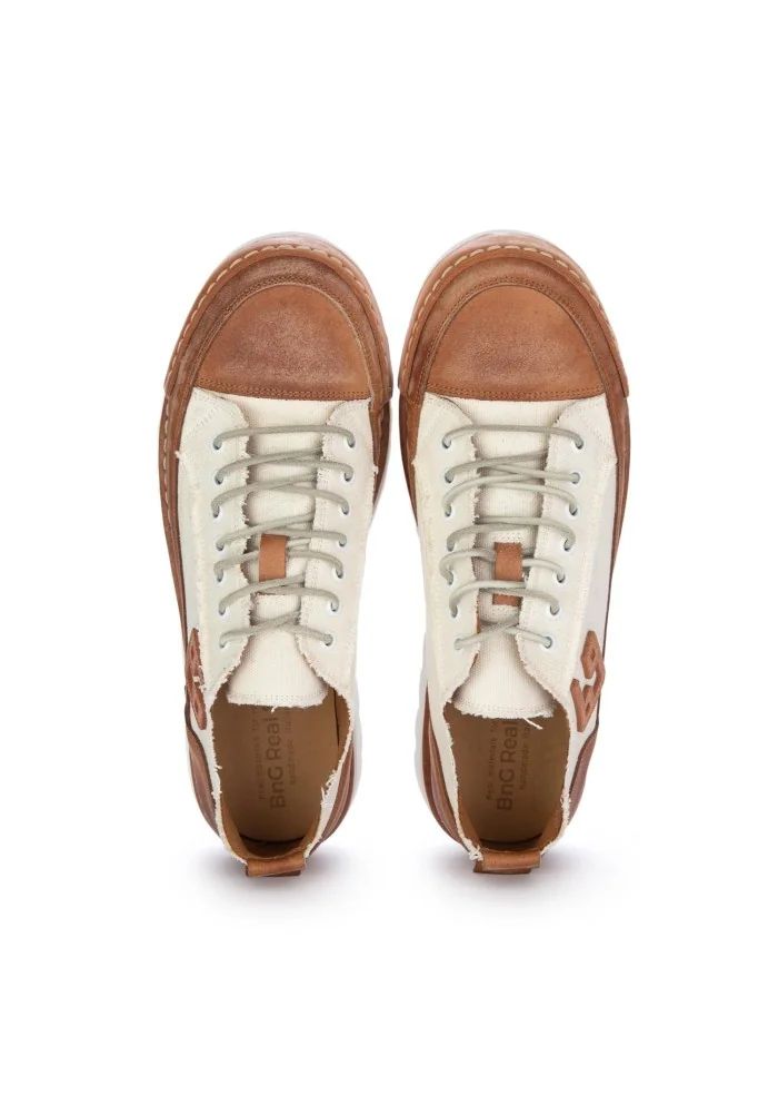 BNG REAL SHOES | SNEAKERS LA NOCCIOLA BIANCO MARRONE Nuova