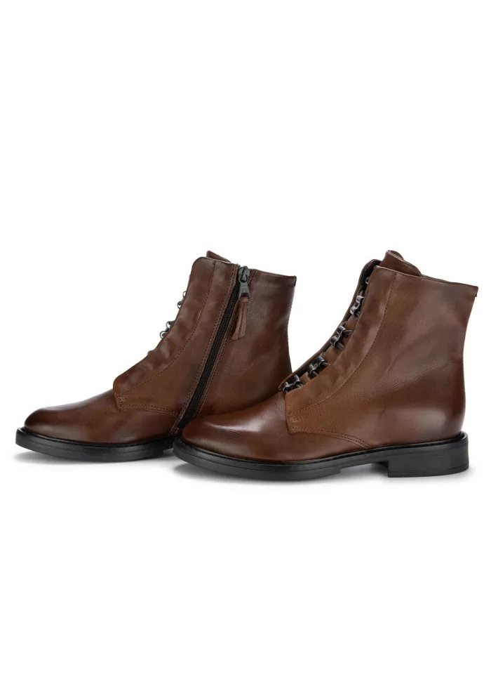MJUS | STIVALETTI ALLACCIATI ZIP PELLE MARRONE Sconto