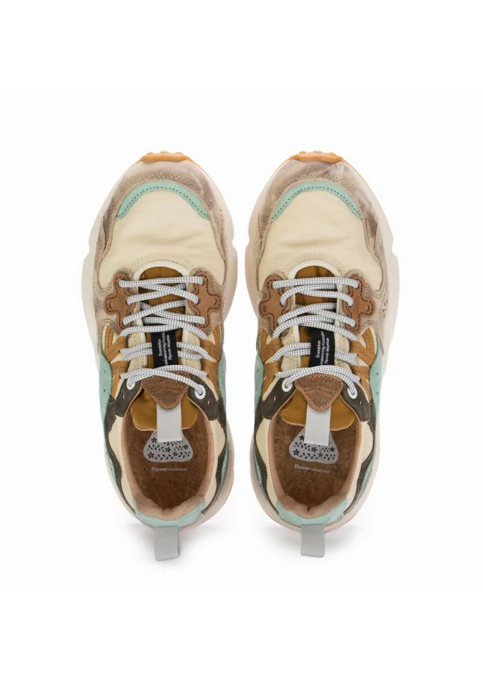 FLOWER MOUNTAIN | SNEAKERS YAMANO 3 PELLE BEIGE AZZURRO 2025