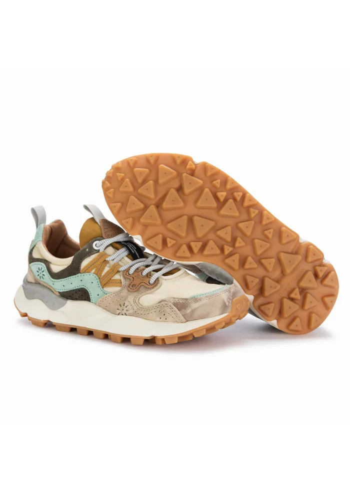 FLOWER MOUNTAIN | SNEAKERS YAMANO 3 PELLE BEIGE AZZURRO 2025