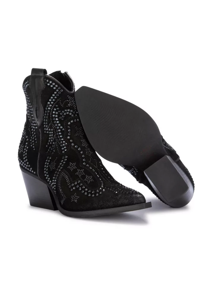 JUICE | STIVALETTI TEXANI CAMOSCIO STRASS NERO Sottocosto