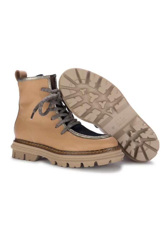CATERINA C | STIVALETTI PELLE CAVALLINO MARRONE BLU Outlet