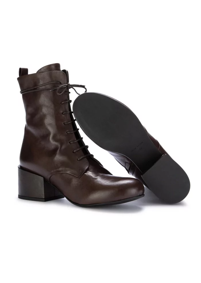 VICOLO 8 | STIVALETTI CON TACCO LACCI PELLE MARRONE Vendite Flash