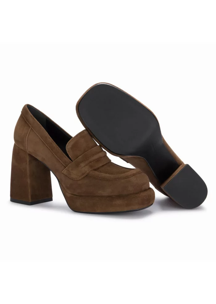POESIE VENEZIANE | SCARPE TACCO CAMOSCIO MARRONE Promozione
