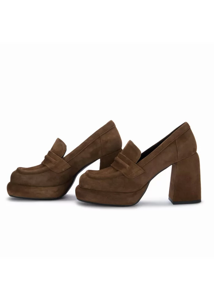POESIE VENEZIANE | SCARPE TACCO CAMOSCIO MARRONE Promozione