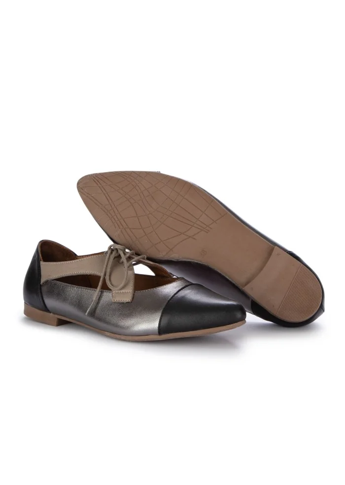BUENO | SCARPE BASSE A PUNTA NERO ARGENTO TORTORA Grande vendita
