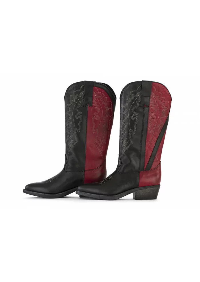 STIVALI COWBOY DONNA POESIE VENEZIANE | JSAA1 VELVET NERO BORDEAUX Qualità Garantita