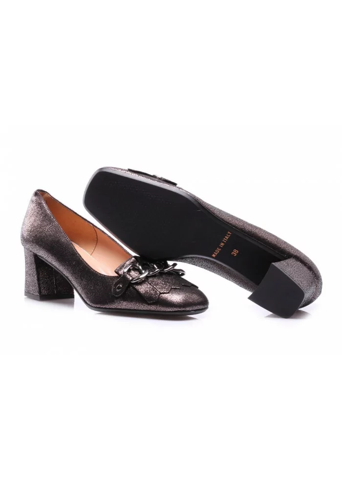 MANOVIA 52 | SCARPA TACCO CON FRANGE METALLIZZATO Presa