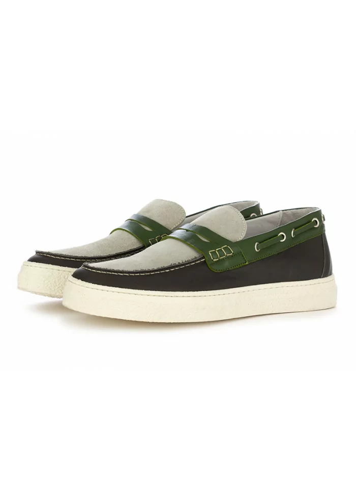 OA NON-FASHION | MOCASSINI SUOLA GOMMA GRIGIO / VERDE Sostegno trimestrale