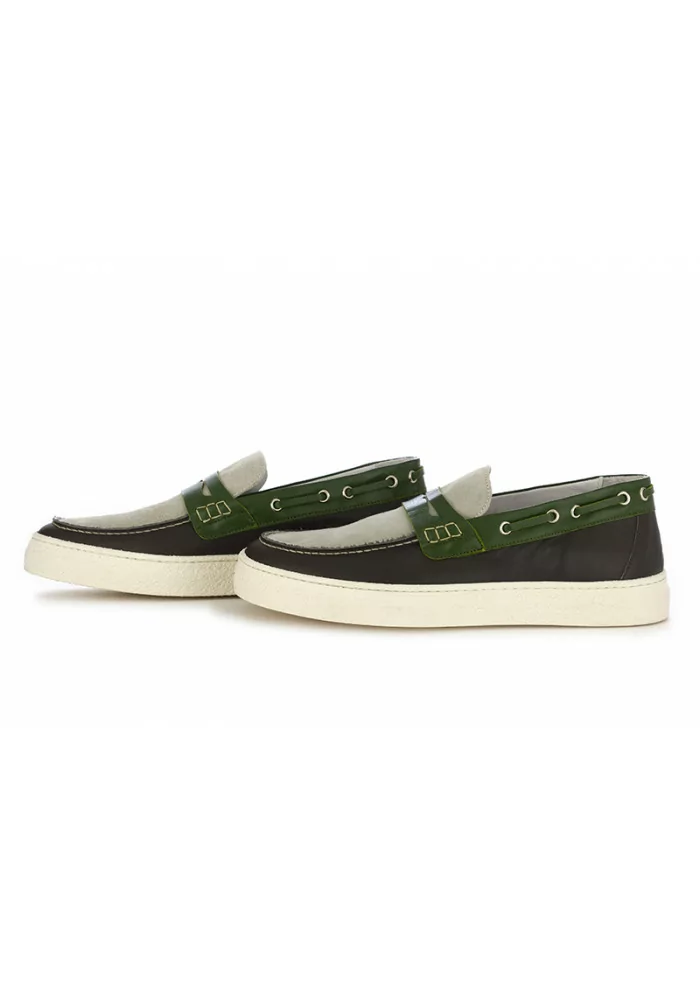 OA NON-FASHION | MOCASSINI SUOLA GOMMA GRIGIO / VERDE Sostegno trimestrale