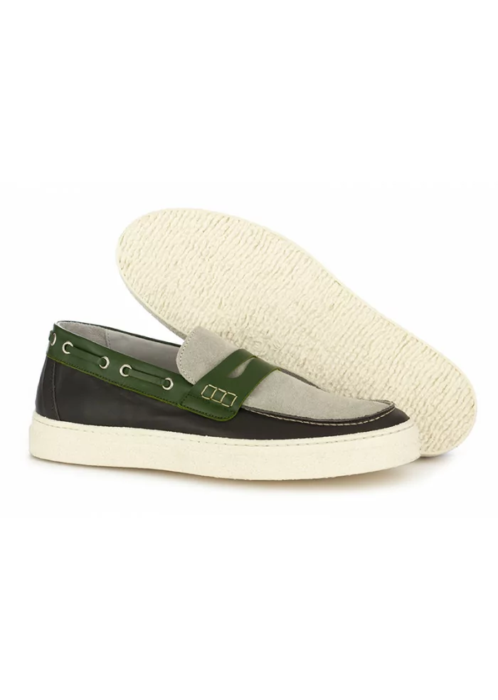 OA NON-FASHION | MOCASSINI SUOLA GOMMA GRIGIO / VERDE Sostegno trimestrale