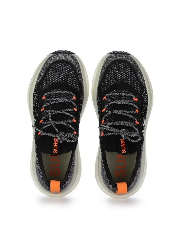SUN68 | SNEAKERS JUPITER KNIT NERO ARANCIONE In Linea