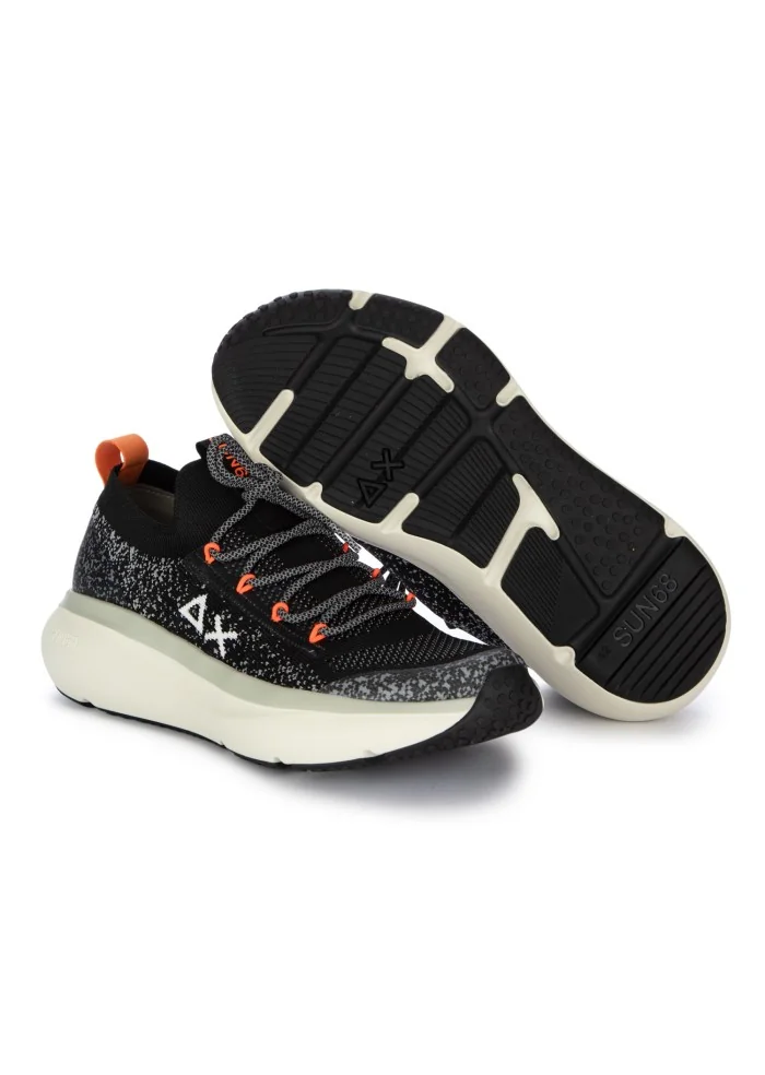 SUN68 | SNEAKERS JUPITER KNIT NERO ARANCIONE In Linea