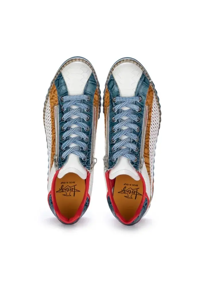 LORENZI | SCARPE ALLACCIATE FRESH BIANCO MARRONE BLU Qualità Garantita