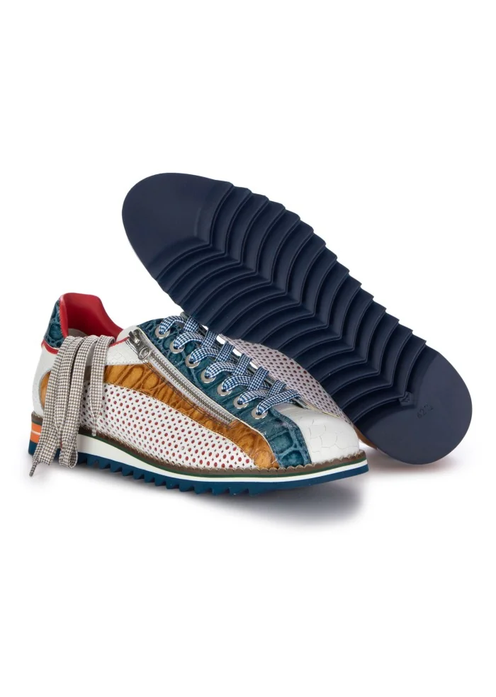 LORENZI | SCARPE ALLACCIATE FRESH BIANCO MARRONE BLU Qualità Garantita