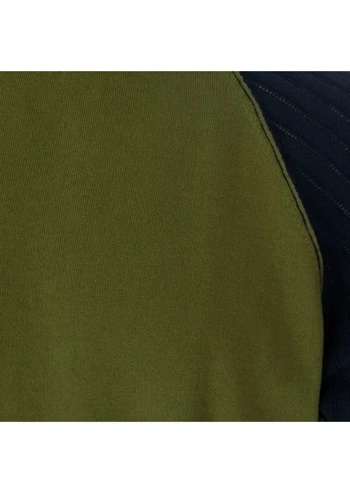 WOOL & CO | T-SHIRT MANICHE COLORATE VERDE BLU BIANCO Fornitura limitata