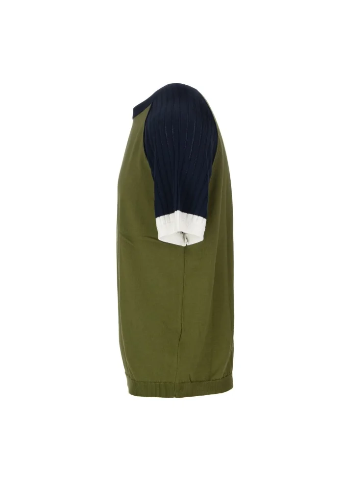 WOOL & CO | T-SHIRT MANICHE COLORATE VERDE BLU BIANCO Fornitura limitata