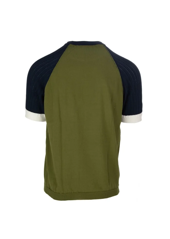 WOOL & CO | T-SHIRT MANICHE COLORATE VERDE BLU BIANCO Fornitura limitata