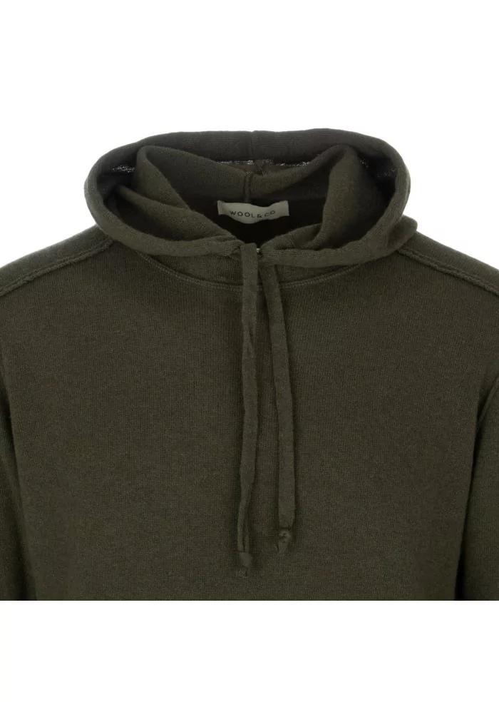 WOOL & CO | MAGLIONE CAPPUCCIO VERDE Saldi