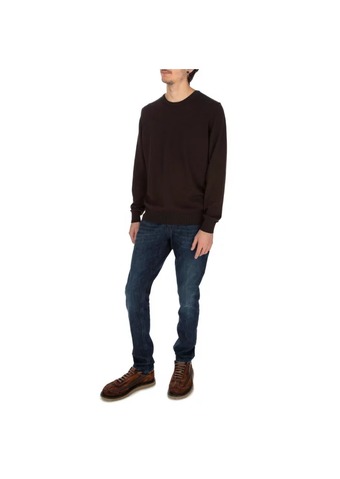JURTA | MAGLIONE LEGGERO LANA MERINO MARRONE SCURO Hotsell