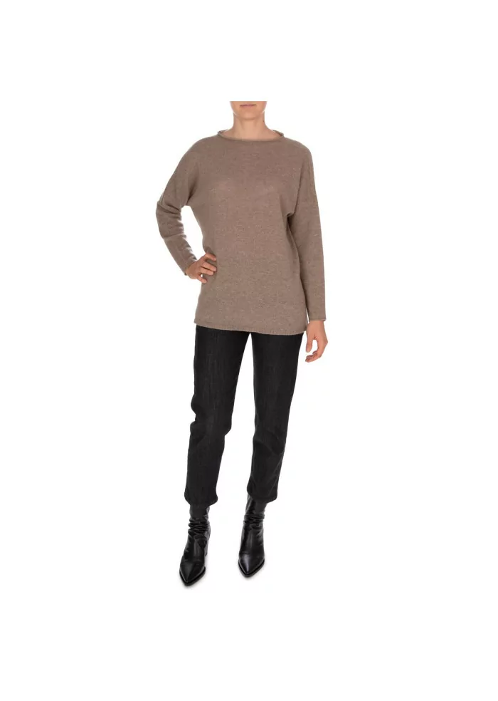 RIVIERA CASHMERE | MAGLIONE RASATO MARRONE Grande vendita