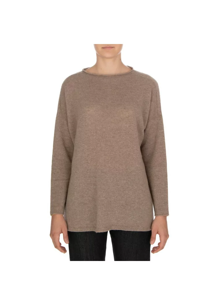 RIVIERA CASHMERE | MAGLIONE RASATO MARRONE Grande vendita