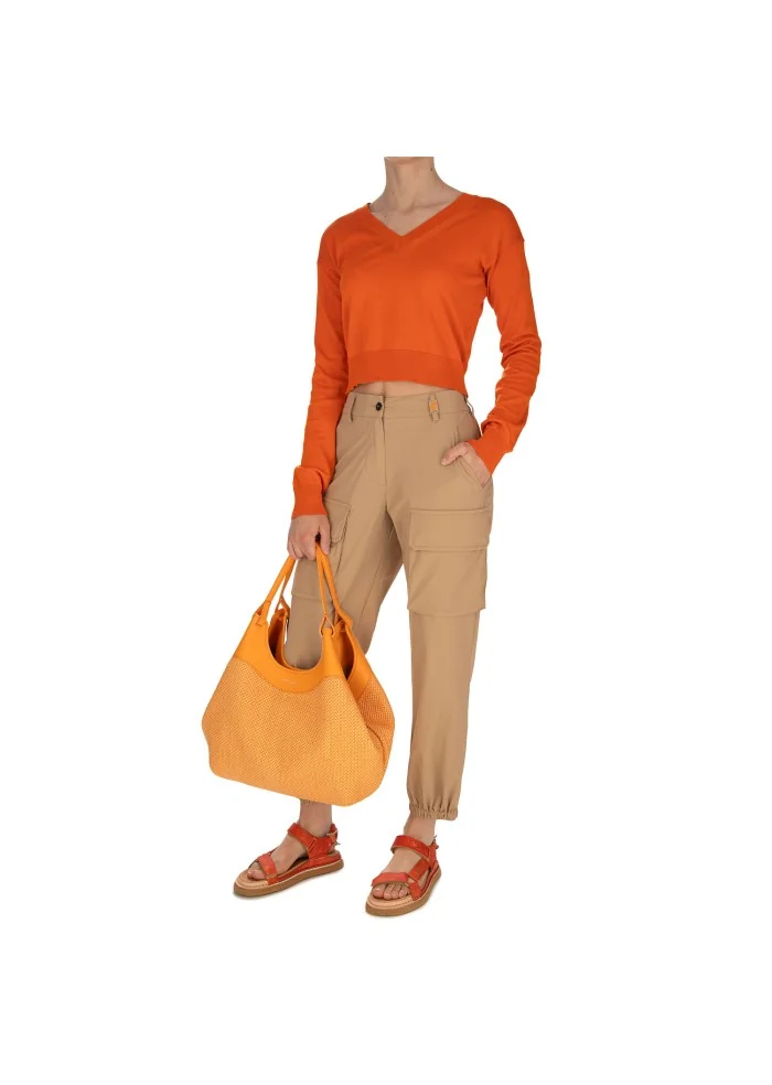 SEMICOUTURE | MAGLIONCINO SCOLLO A V ARANCIONE Online Outlet