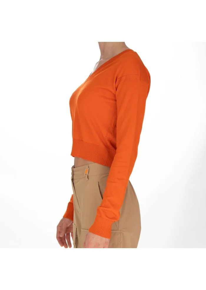 SEMICOUTURE | MAGLIONCINO SCOLLO A V ARANCIONE Online Outlet