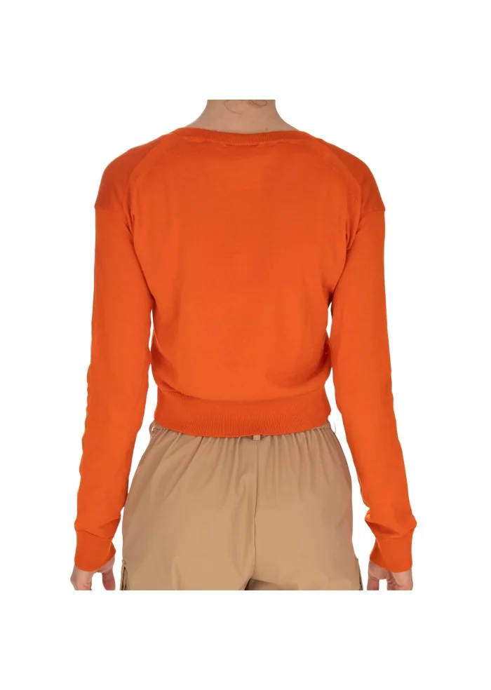 SEMICOUTURE | MAGLIONCINO SCOLLO A V ARANCIONE Online Outlet