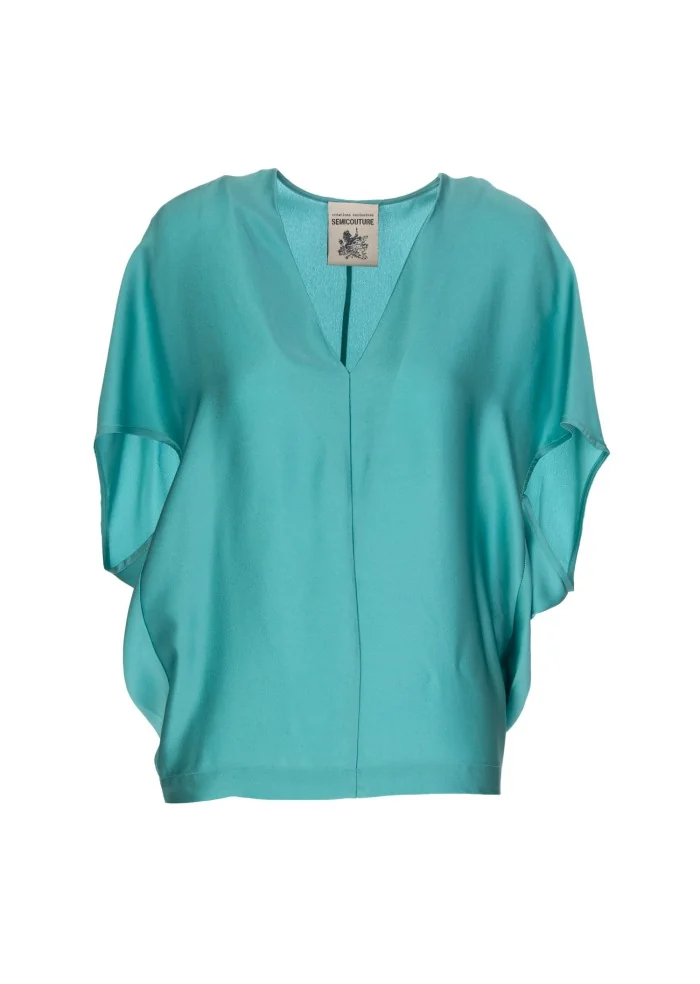 SEMICOUTURE | BLUSA SCOLLO A V ACQUA MARINA Enormi risparmi